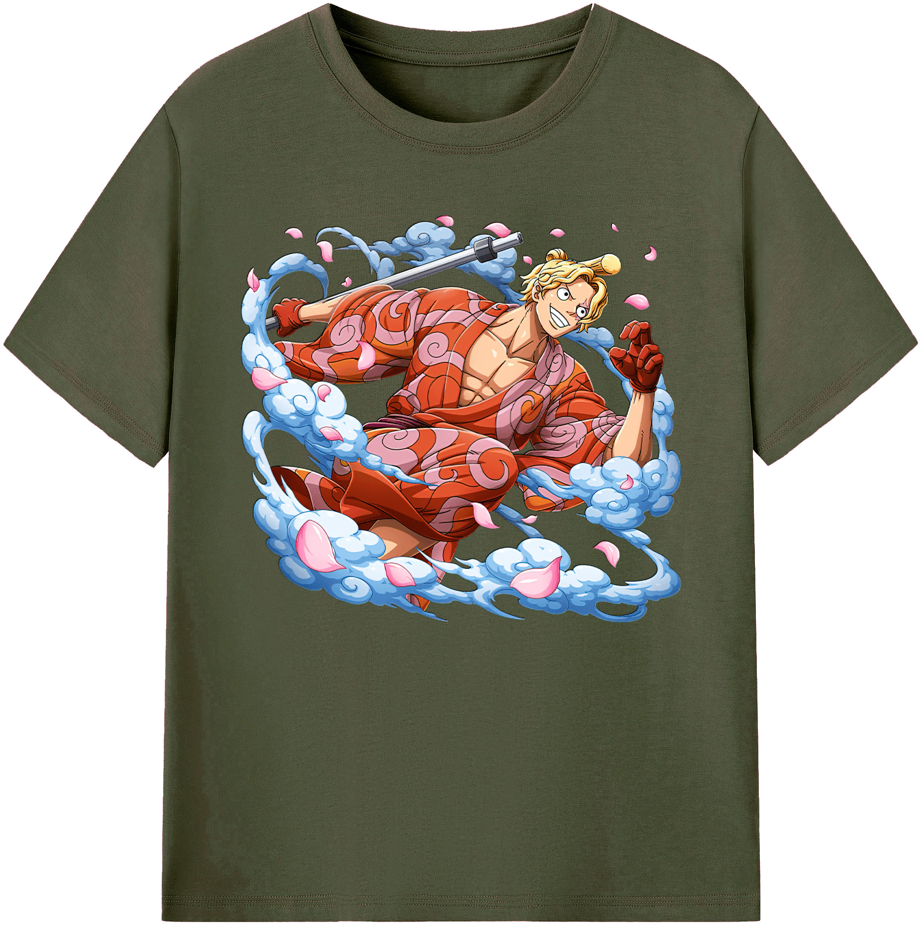 （画像用） ワンピース サンジ ONE PIECE Sanji 綿100％ メンズ半袖Tシャツ｜肌触りやわらか＆通気性
